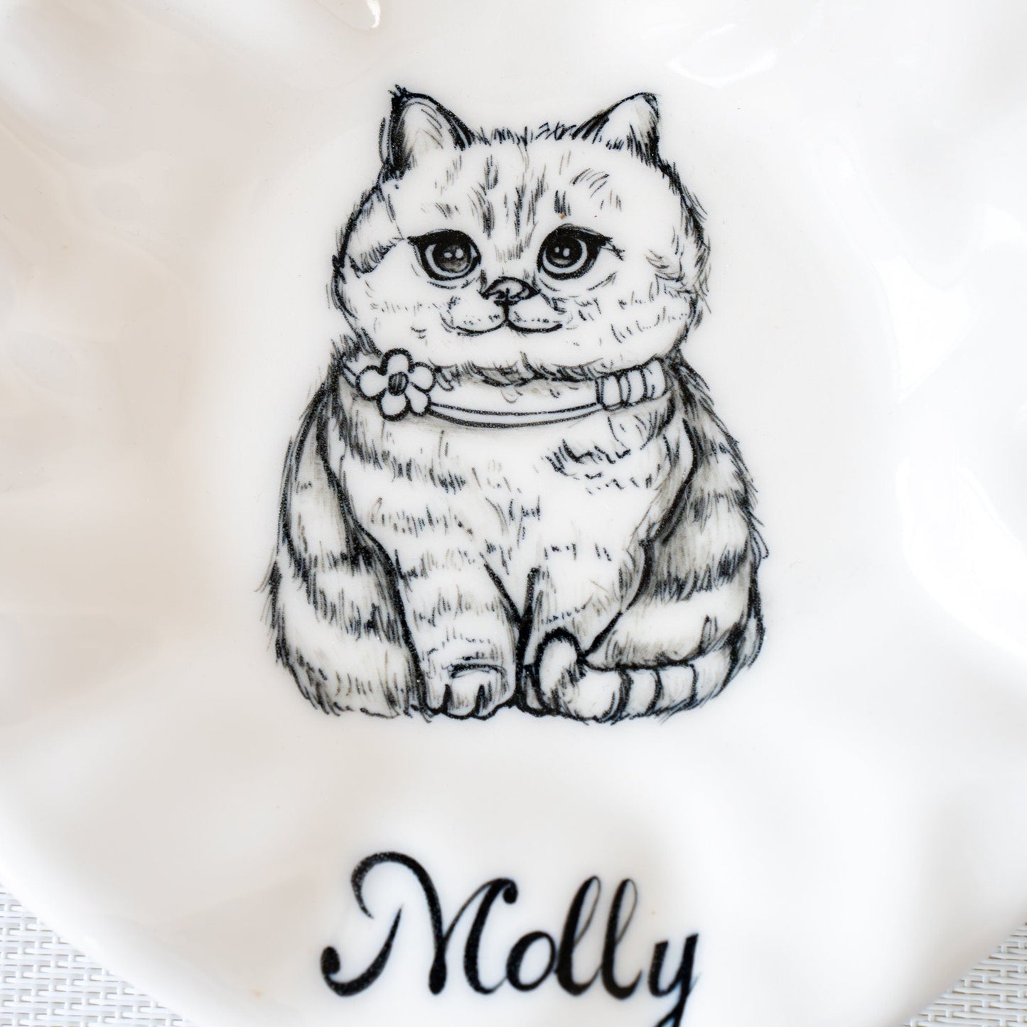 Custom Cat Plate Feeding Bowl Ring Dish Handpainted Ceramic Plate Custom Name Personalized Cat Lover Gift Custom Color Cat Food Dish