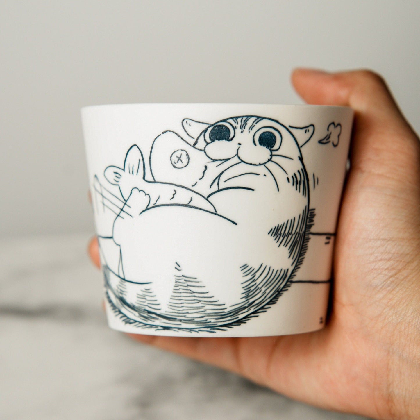 Adorable Cat Illustration Ceramic Cup Handcrafted Artisan Mug Perfect Coffee & Tea Lover Gift Kawaii Kitty Design For Pet Lover
