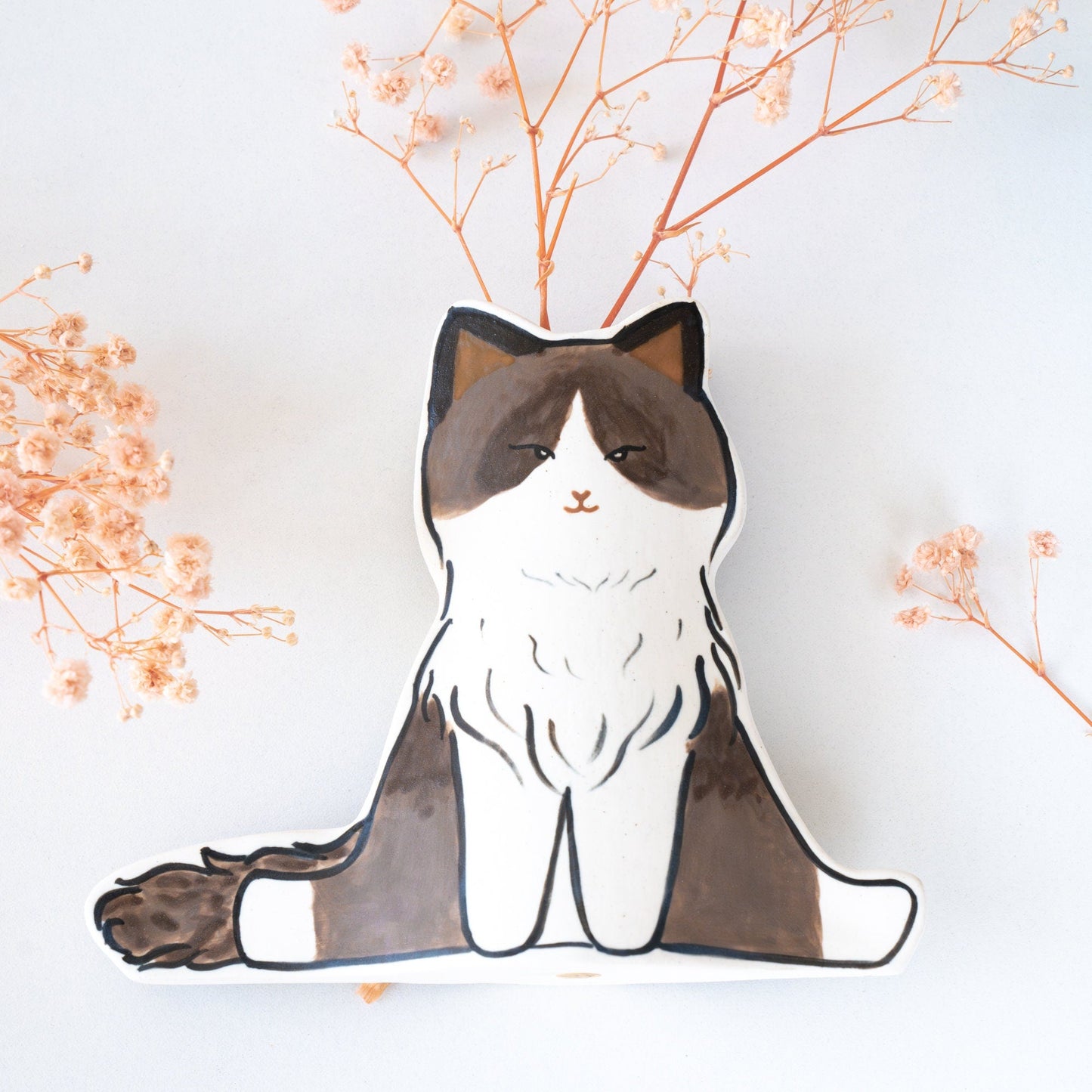 Handmade Cat Ceramic Plant Holder Kawaii Kitty Design, Cat Shaped Vase Gift for Cat Lovers Birthday Gifts Housewarming Present