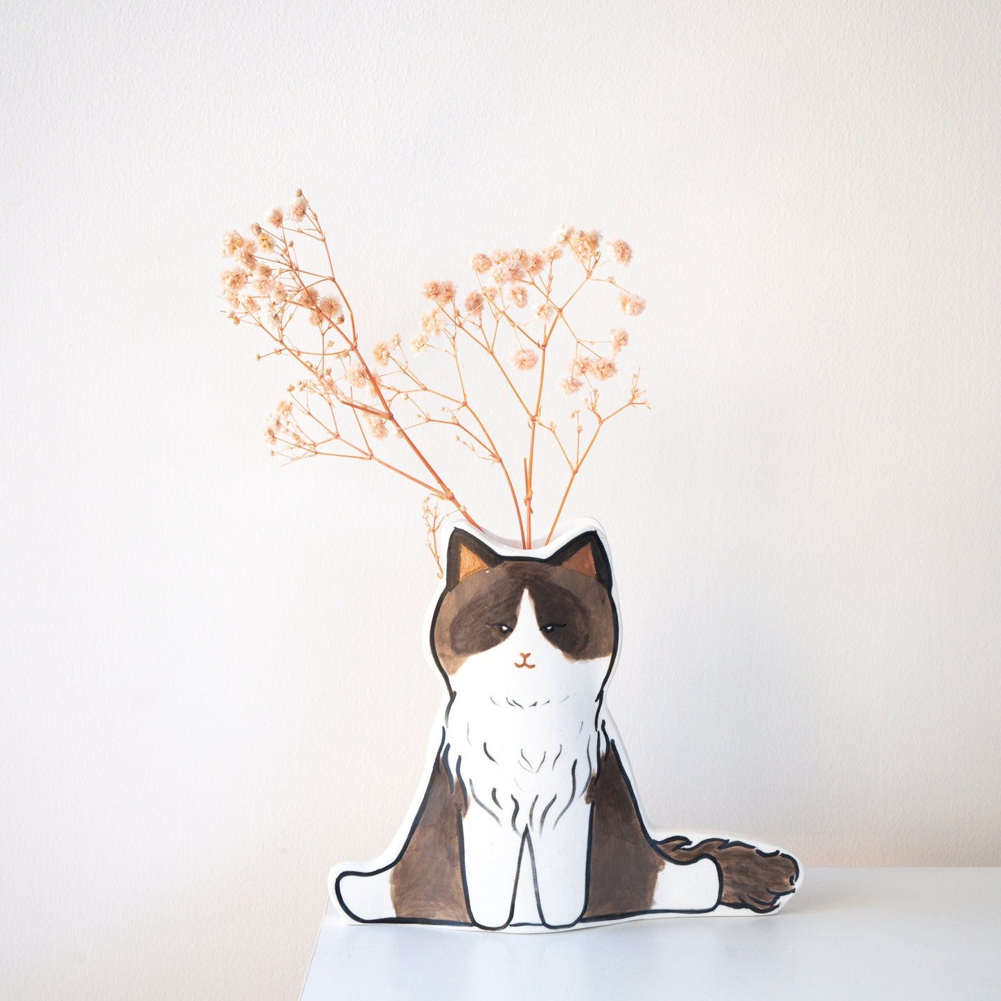 Handmade Cat Ceramic Plant Holder Kawaii Kitty Design, Cat Shaped Vase Gift for Cat Lovers Birthday Gifts Housewarming Present