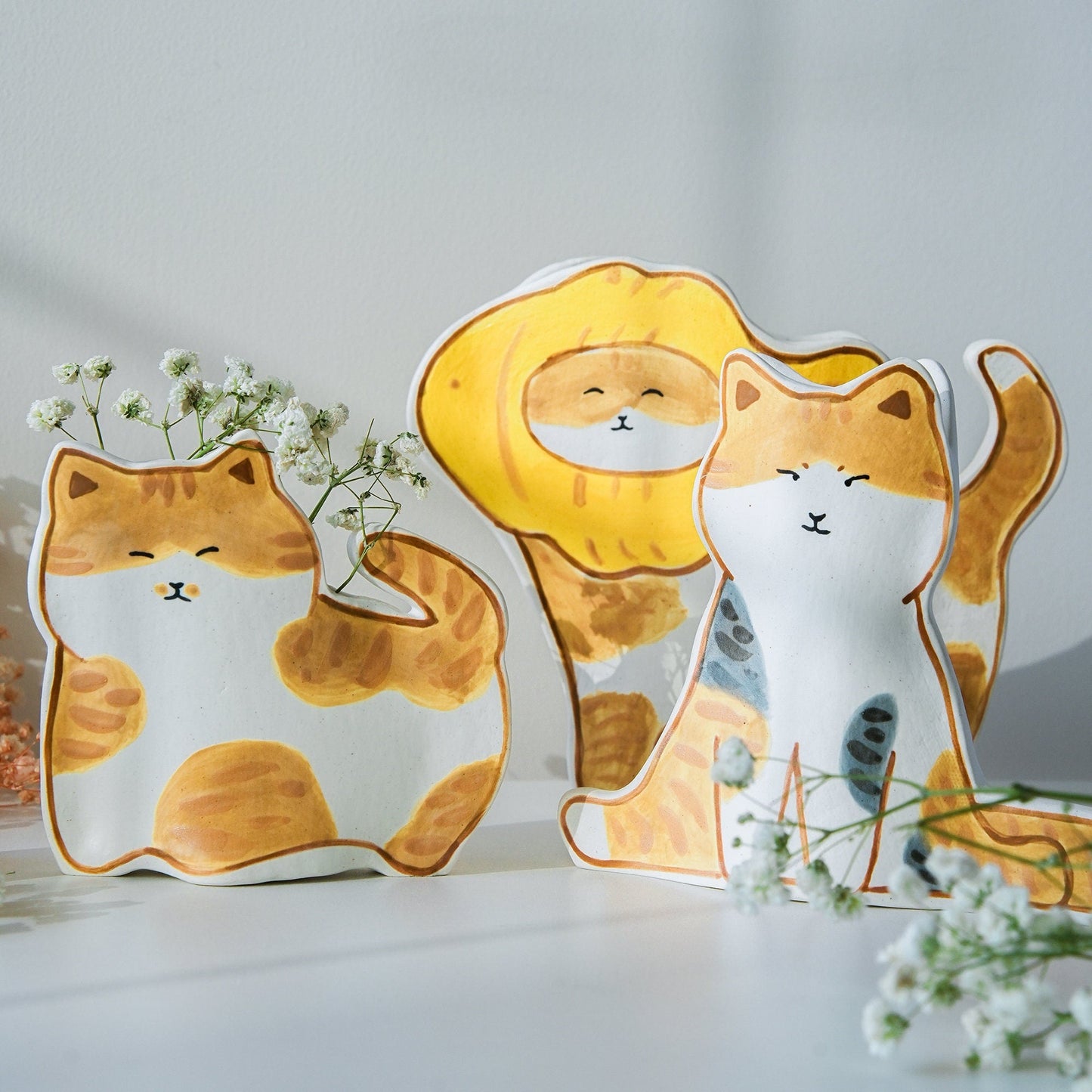 Handmade Ceramic Cat Planter, Indoor Decorative Art Piece, Father's Day Gifts Housewarming Present Christmas Day Gifts