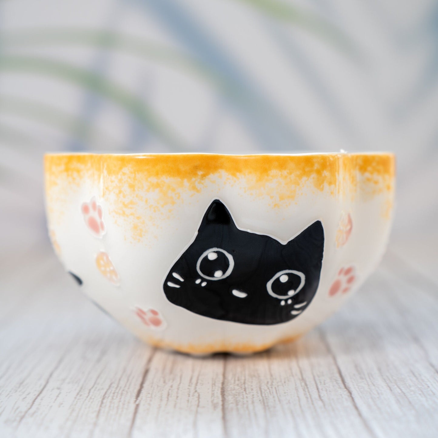 Ceramic Cat Ramen Bowl, Salad, and Pasta Bowl Unique Kawaii Cat Ceramic Serving Bowls,Cut Nooddle Bowl, Pottery Fruit Bowl Y2K