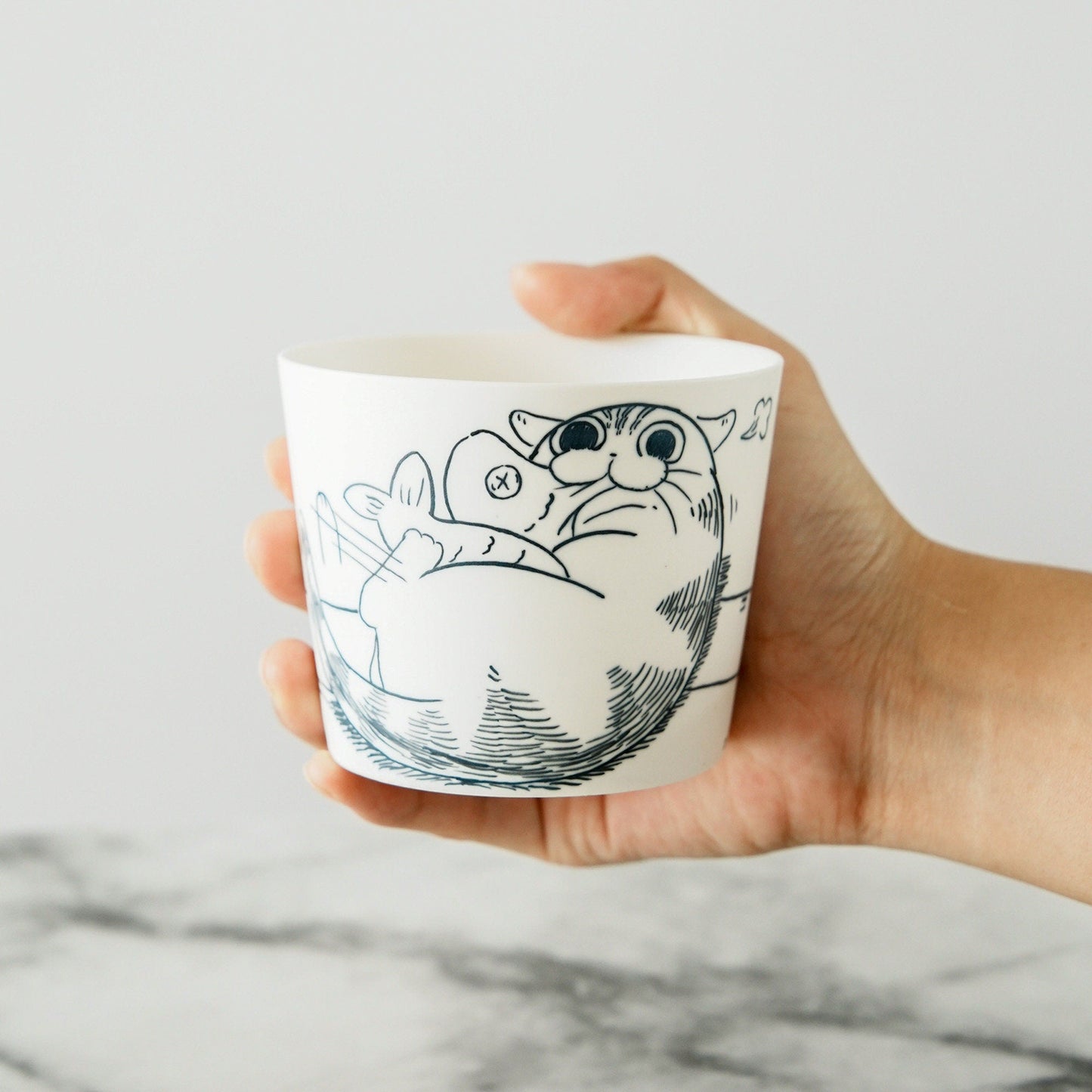 Adorable Cat Illustration Ceramic Cup Handcrafted Artisan Mug Perfect Coffee & Tea Lover Gift Kawaii Kitty Design For Pet Lover