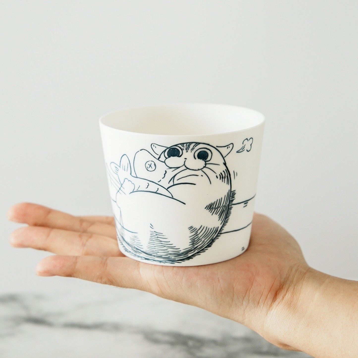 Adorable Cat Illustration Ceramic Cup Handcrafted Artisan Mug Perfect Coffee & Tea Lover Gift Kawaii Kitty Design For Pet Lover