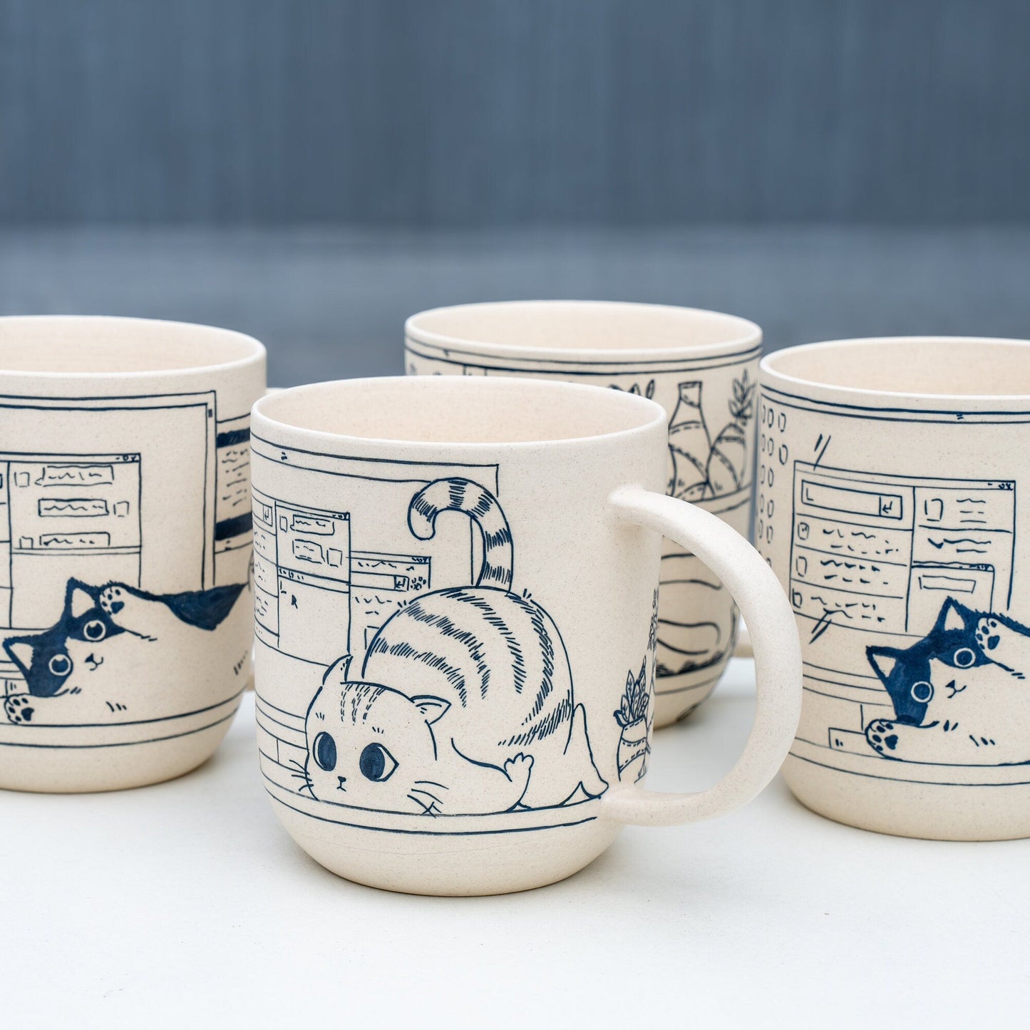 Cute Cat Coffee Mug Leisurely Cat 17oz Handmade Cat Mug Pottery Mug Cat Mug Great Mother's Day gift birthday gift Y2K Pet Lover Gift Genz