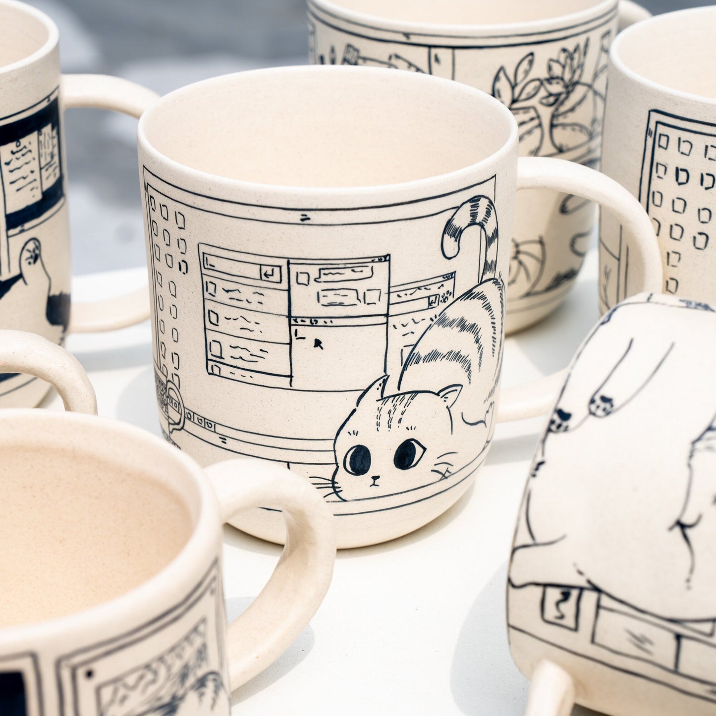 Cute Cat Coffee Mug Leisurely Cat 17oz Handmade Cat Mug Pottery Mug Cat Mug Great Mother's Day gift birthday gift Y2K Pet Lover Gift Genz