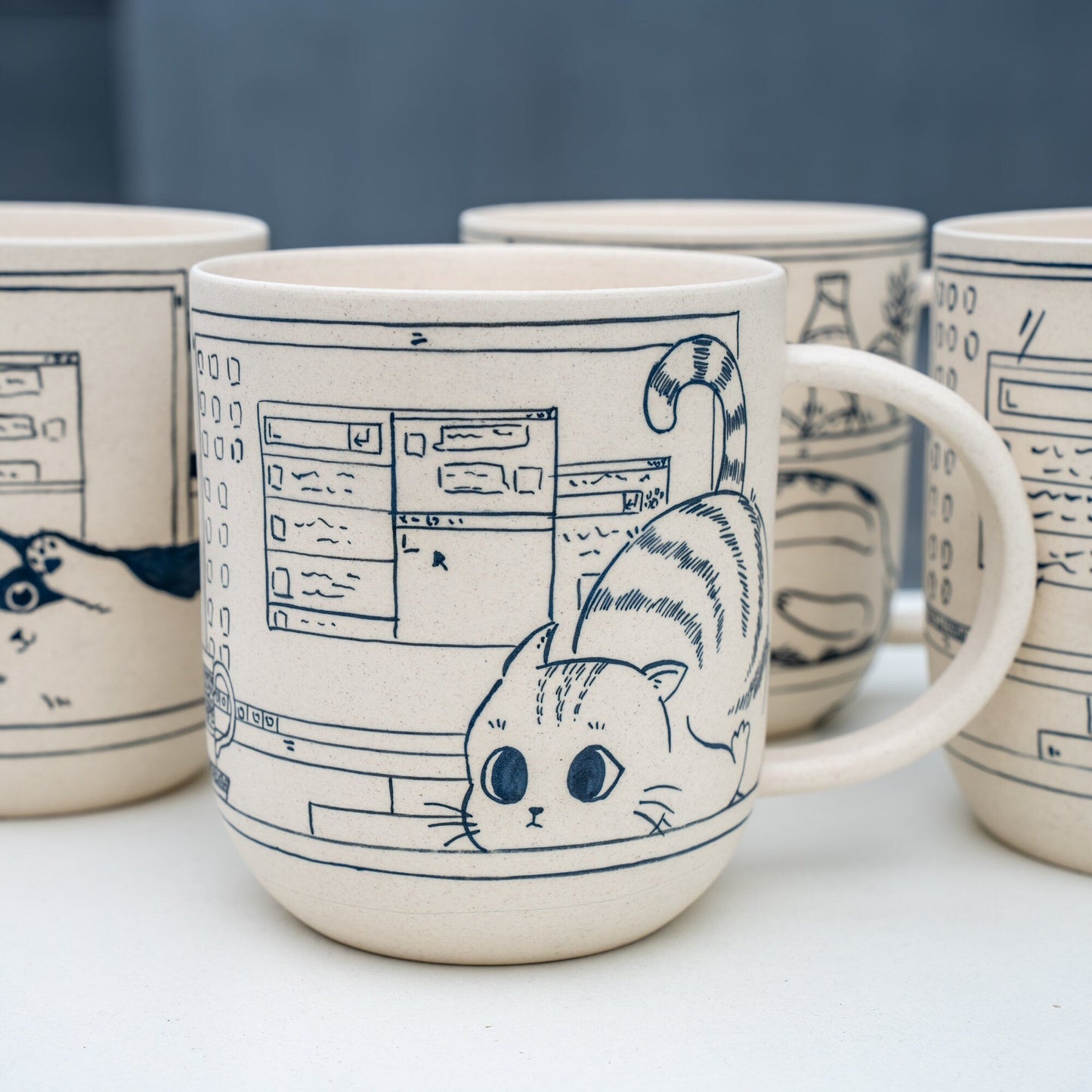 Cute Cat Coffee Mug Leisurely Cat 17oz Handmade Cat Mug Pottery Mug Cat Mug Great Mother's Day gift birthday gift Y2K Pet Lover Gift Genz