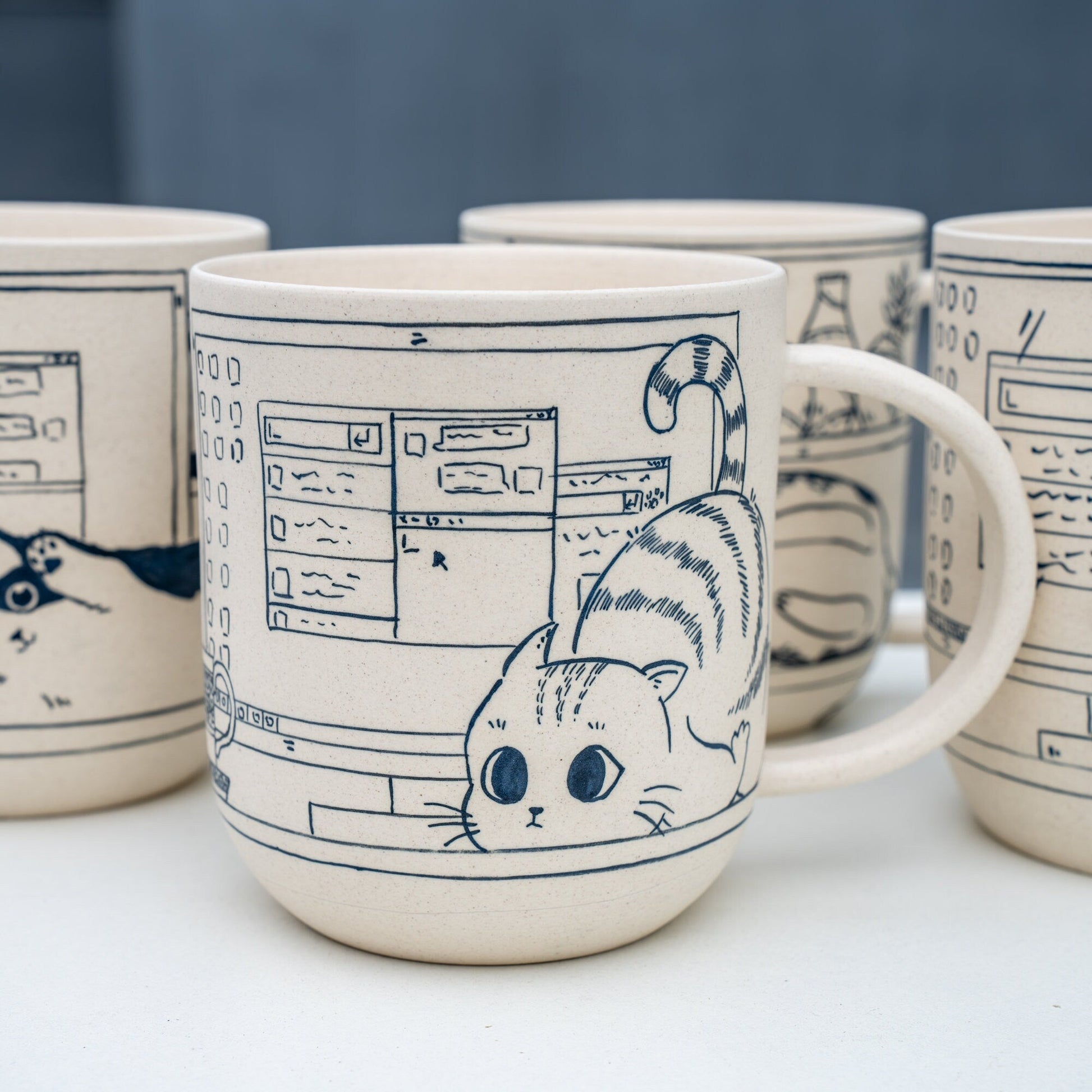 Cute Cat Coffee Mug Leisurely Cat 17oz Handmade Cat Mug Pottery Mug Cat Mug Great Mother's Day gift birthday gift Y2K Pet Lover Gift Genz