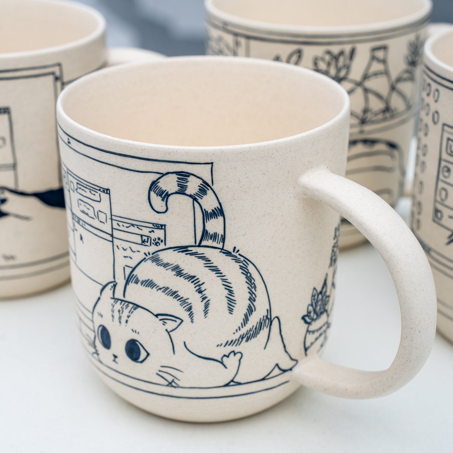 Cute Cat Coffee Mug Leisurely Cat 17oz Handmade Cat Mug Pottery Mug Cat Mug Great Mother's Day gift birthday gift Y2K Pet Lover Gift Genz