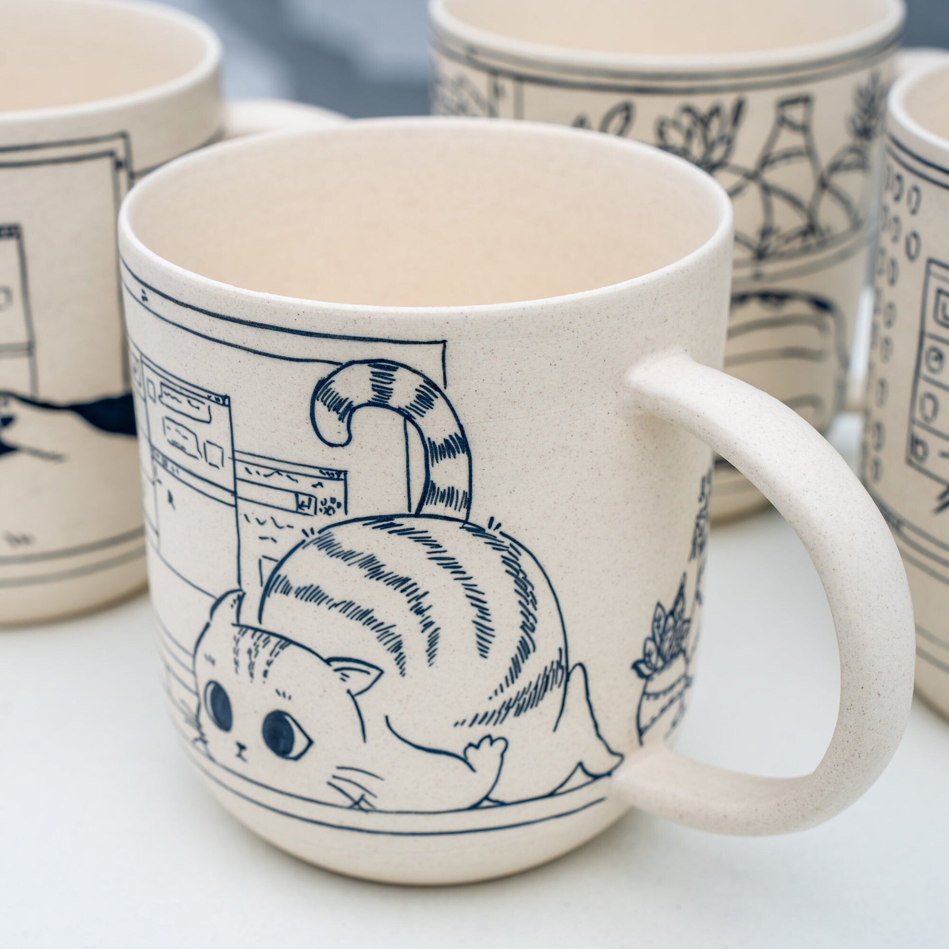 Cute Cat Coffee Mug Leisurely Cat 17oz Handmade Cat Mug Pottery Mug Cat Mug Great Mother's Day gift birthday gift Y2K Pet Lover Gift Genz