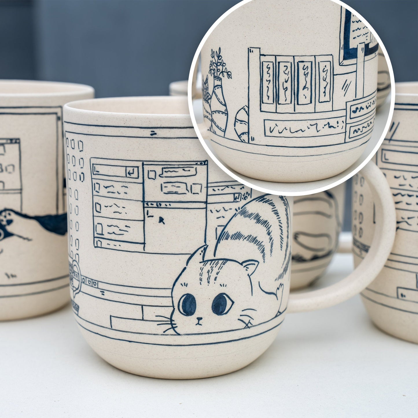 Cute Cat Coffee Mug Leisurely Cat 17oz Handmade Cat Mug Pottery Mug Cat Mug Great Mother's Day gift birthday gift Y2K Pet Lover Gift Genz