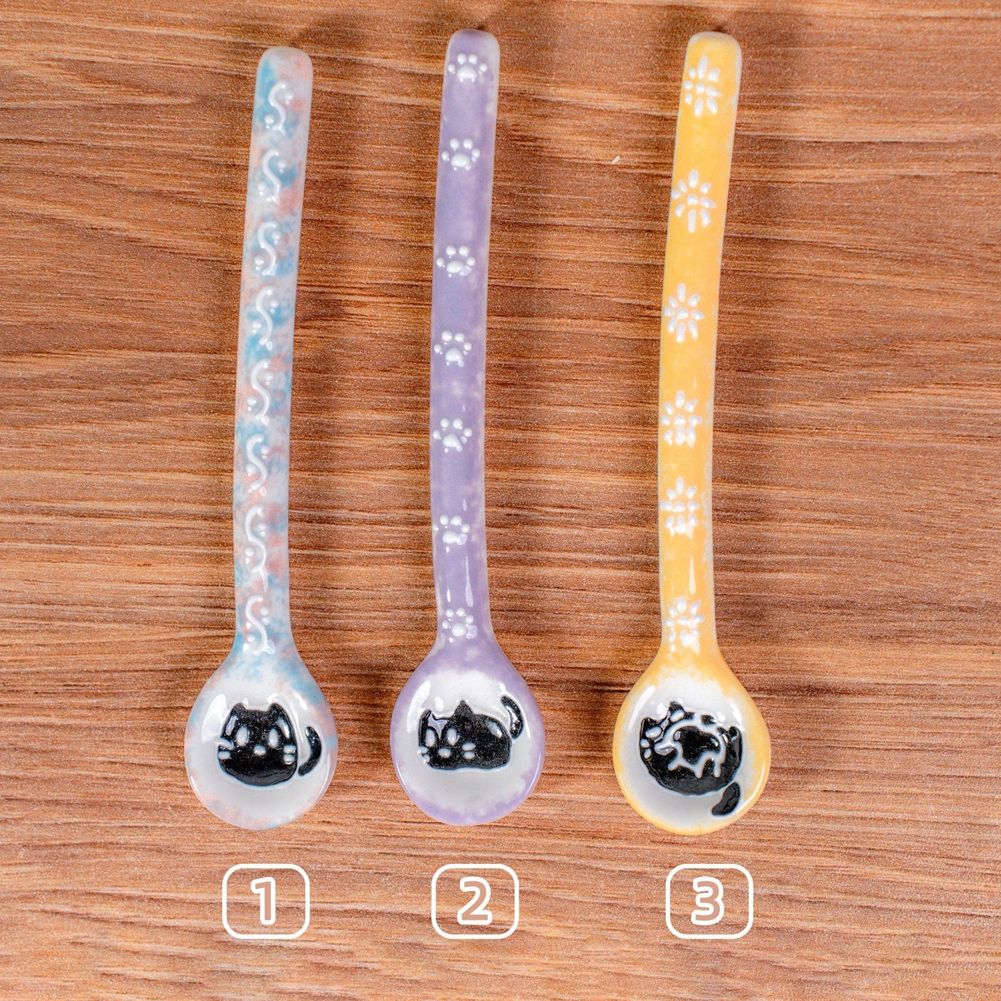 Cartoon Cat Spoons-restaurant, handmade stirring spoon, honey, sugar, coffee, tea-hanging spoons cute cat spoon ceramic spoon made in German