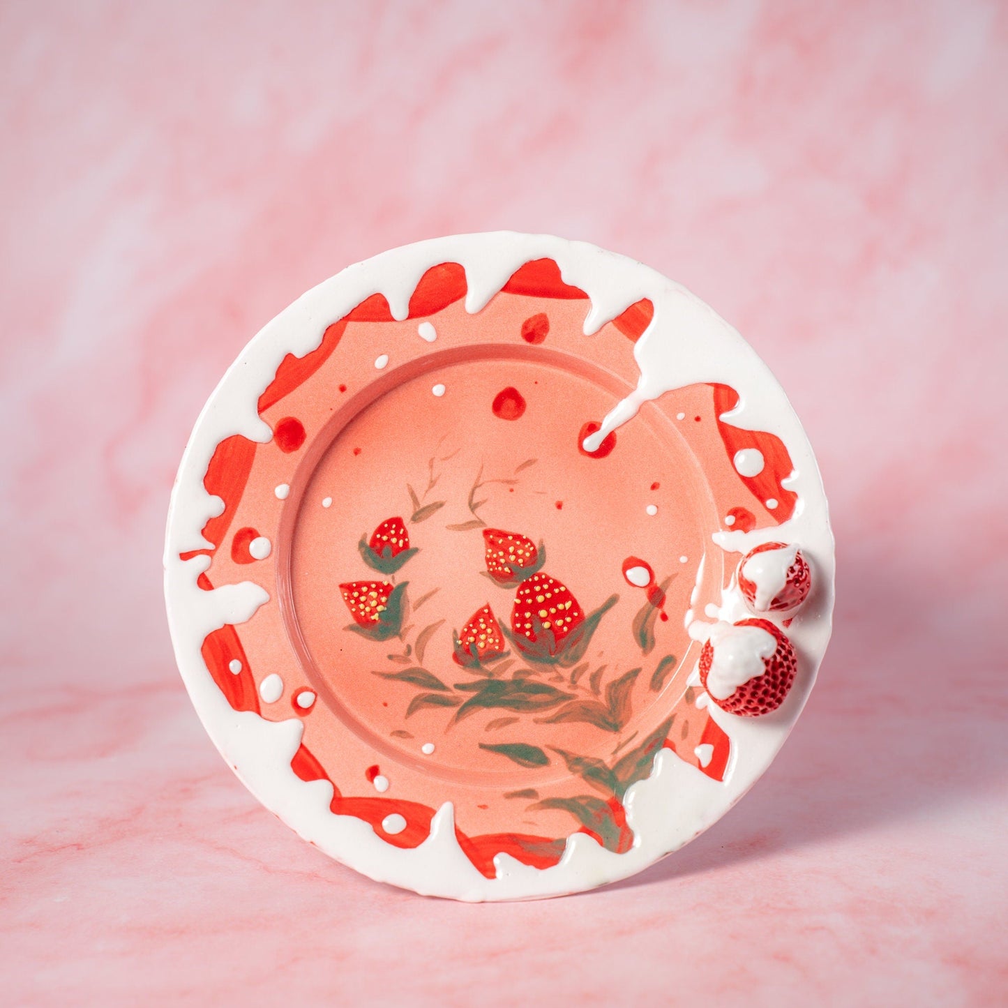 Cute strawberry ceramic series pastel color ceramics strawberry coffee mug fruit tea cup Handmade dish cute home decor coquette pink bow Mug