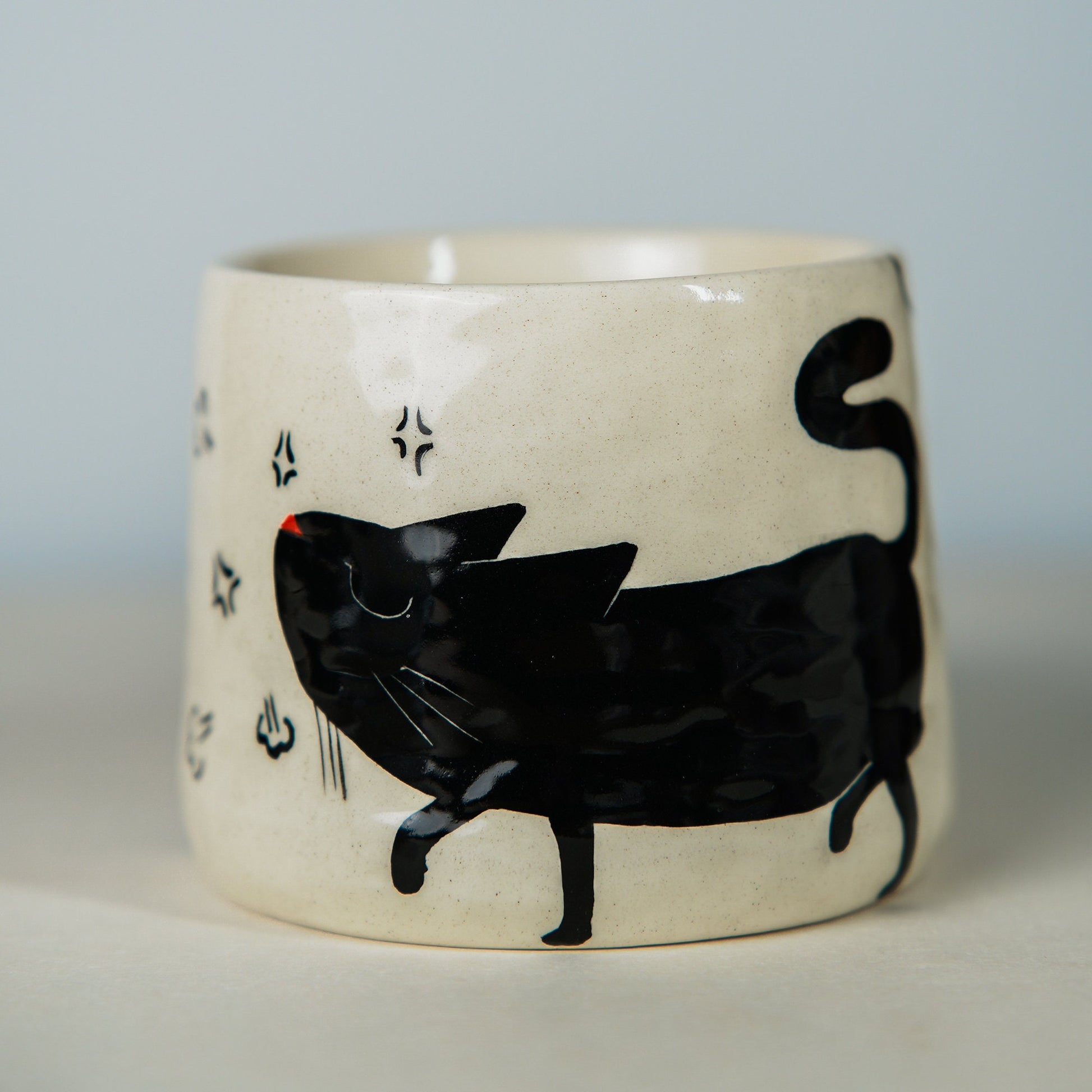 Preorder | Handmade Cheeky Cat Mug Minimalist Art For Pet Lover For Birthdays Ceramic Coffee Mugs With Cat For Coffee Enthusiasts Gift