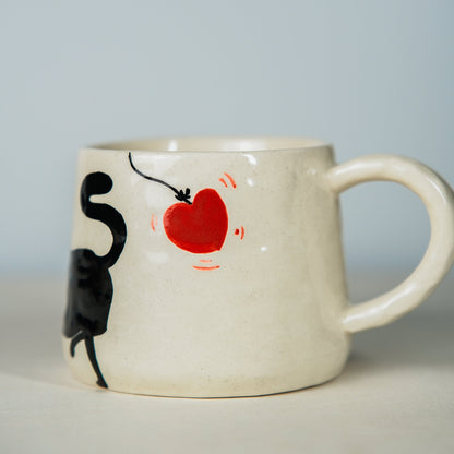 Preorder | Handmade Cheeky Cat Mug Minimalist Art For Pet Lover For Birthdays Ceramic Coffee Mugs With Cat For Coffee Enthusiasts Gift