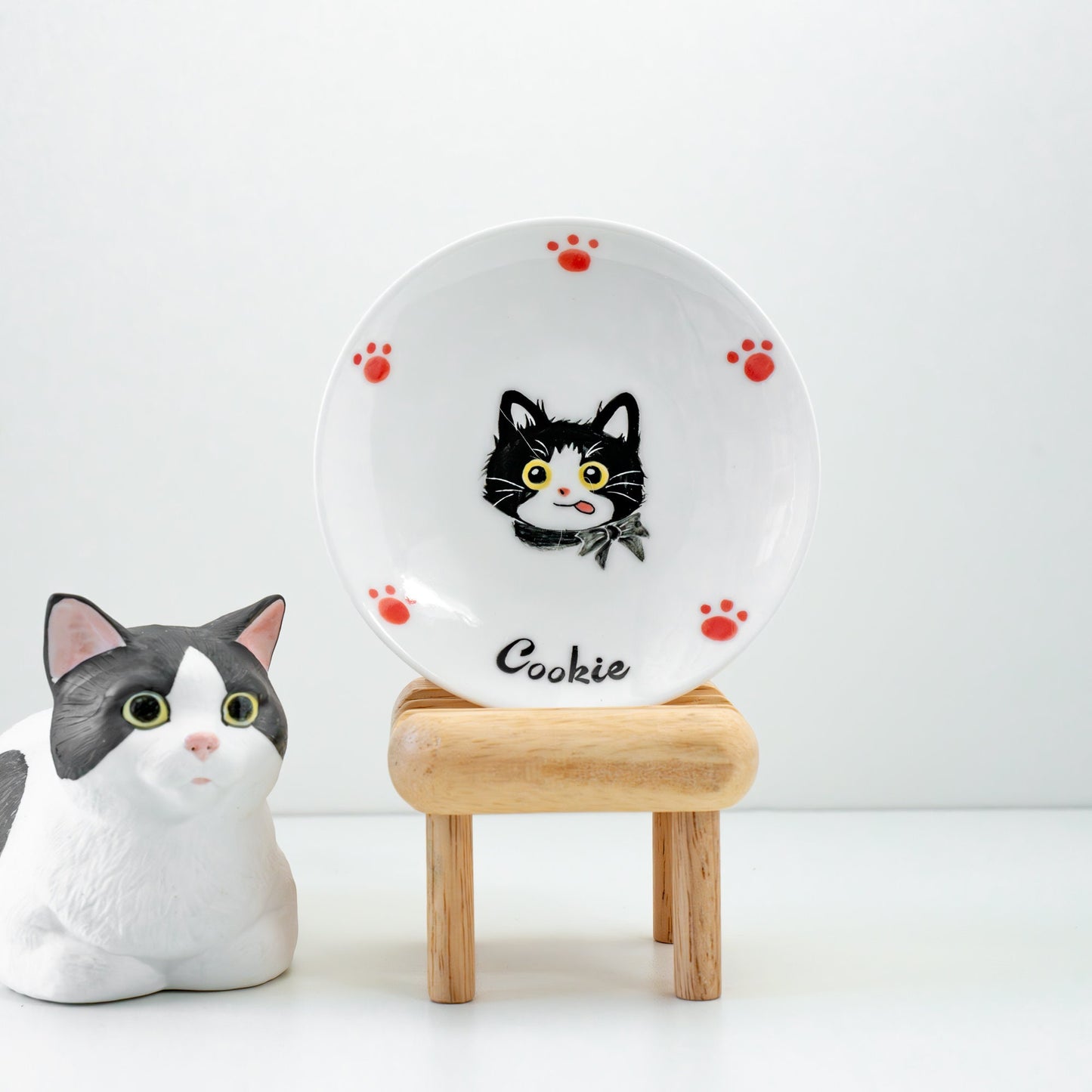 Custom Kawaii Pet Dish Feeding Bowl Cartoon Personlized Ceramic Bowl Memorial Gift Handpainted Free shipping Made in German Pet food Dish