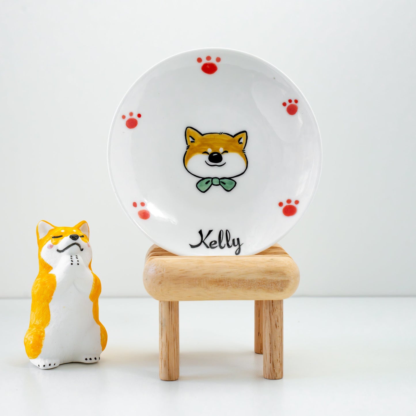 Custom Kawaii Pet Dish Feeding Bowl Cartoon Personlized Ceramic Bowl Memorial Gift Handpainted Free shipping Made in German Pet food Dish