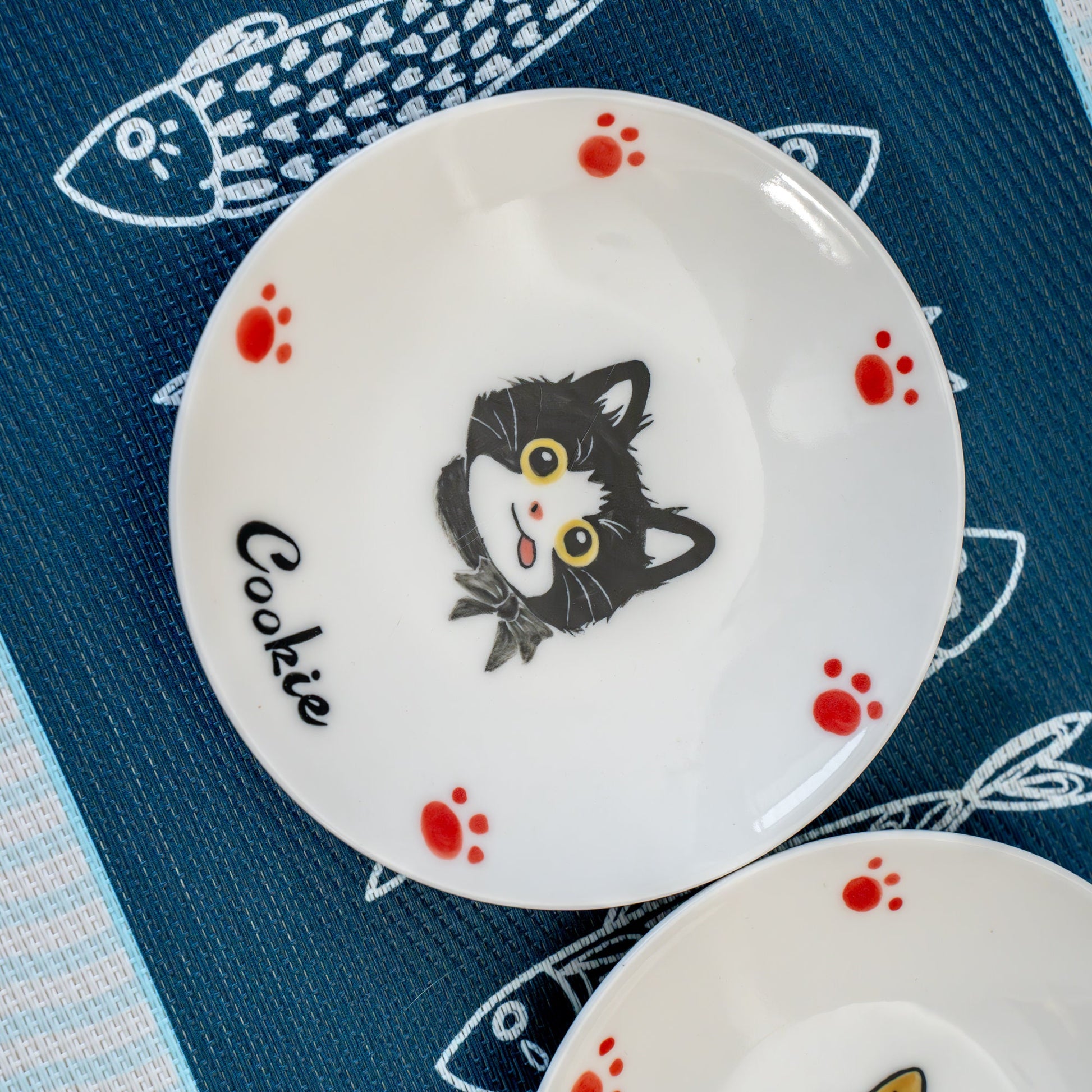 Custom Kawaii Pet Dish Feeding Bowl Cartoon Personlized Ceramic Bowl Memorial Gift Handpainted Free shipping Made in German Pet food Dish