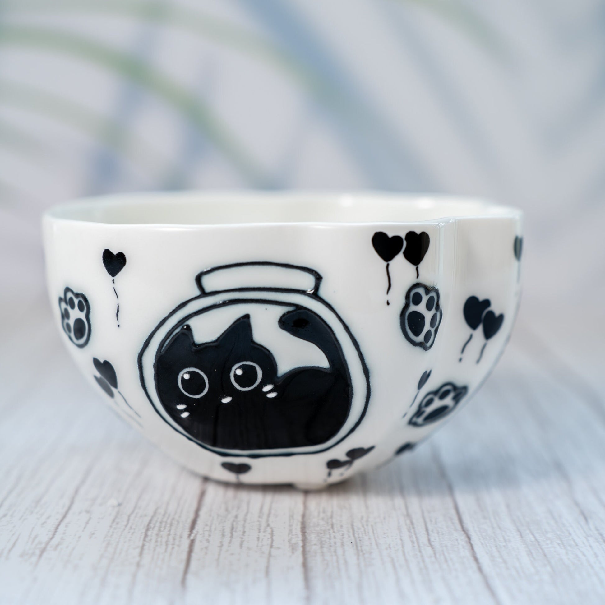 Ceramic Cat Ramen Bowl, Salad, and Pasta Bowl Unique Kawaii Cat Ceramic Serving Bowls,Cut Nooddle Bowl, Pottery Fruit Bowl Y2K