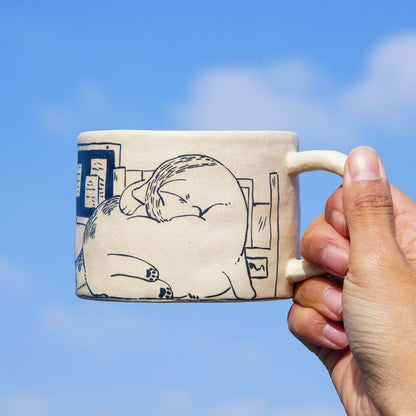 Handpainted Mug With Shy Cat For Valentine's Day For Couple, Kawaii Room Decor Ceramic Mugs Housewarming Gifts For Her For Cat Lover