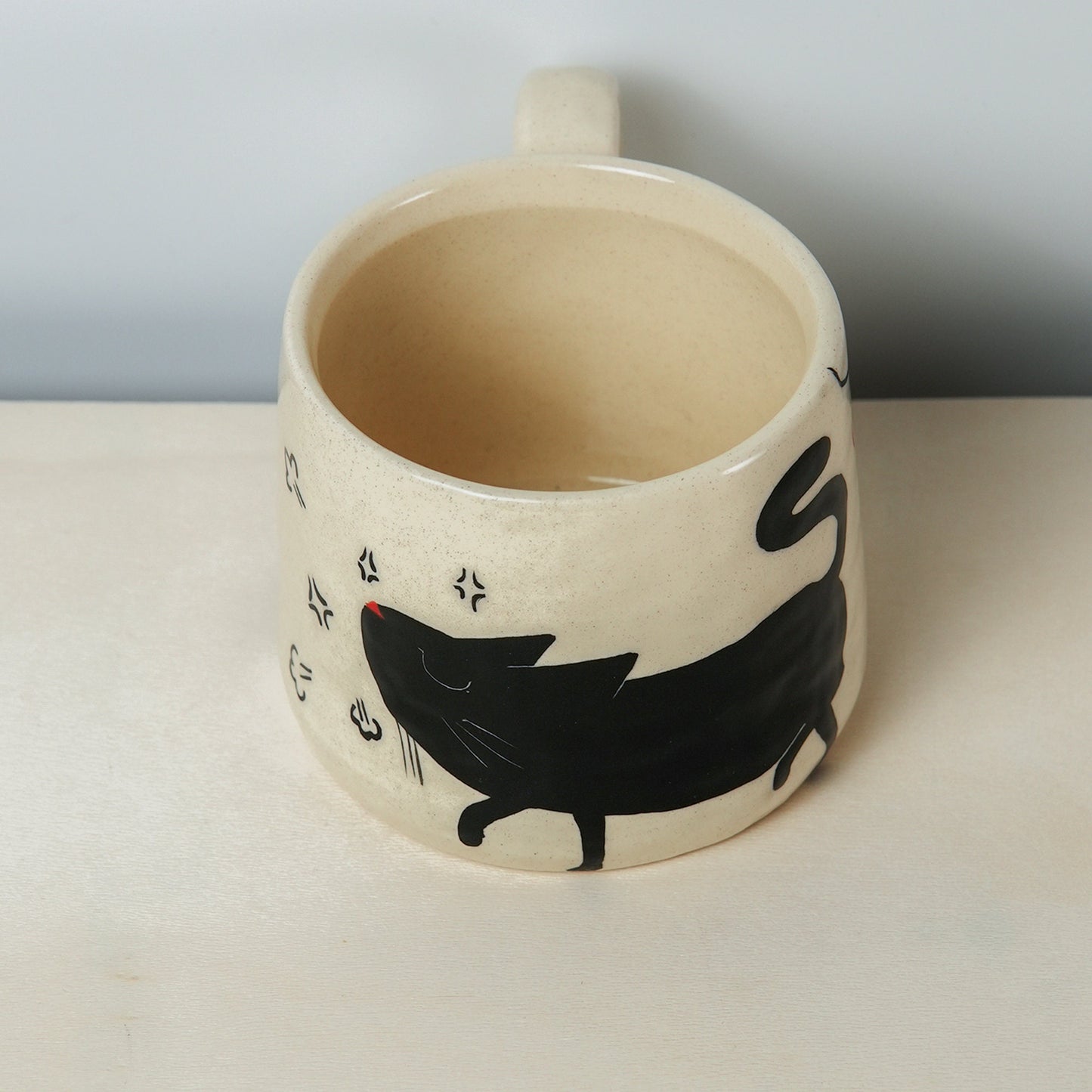 Preorder | Handmade Cheeky Cat Mug Minimalist Art For Pet Lover For Birthdays Ceramic Coffee Mugs With Cat For Coffee Enthusiasts Gift