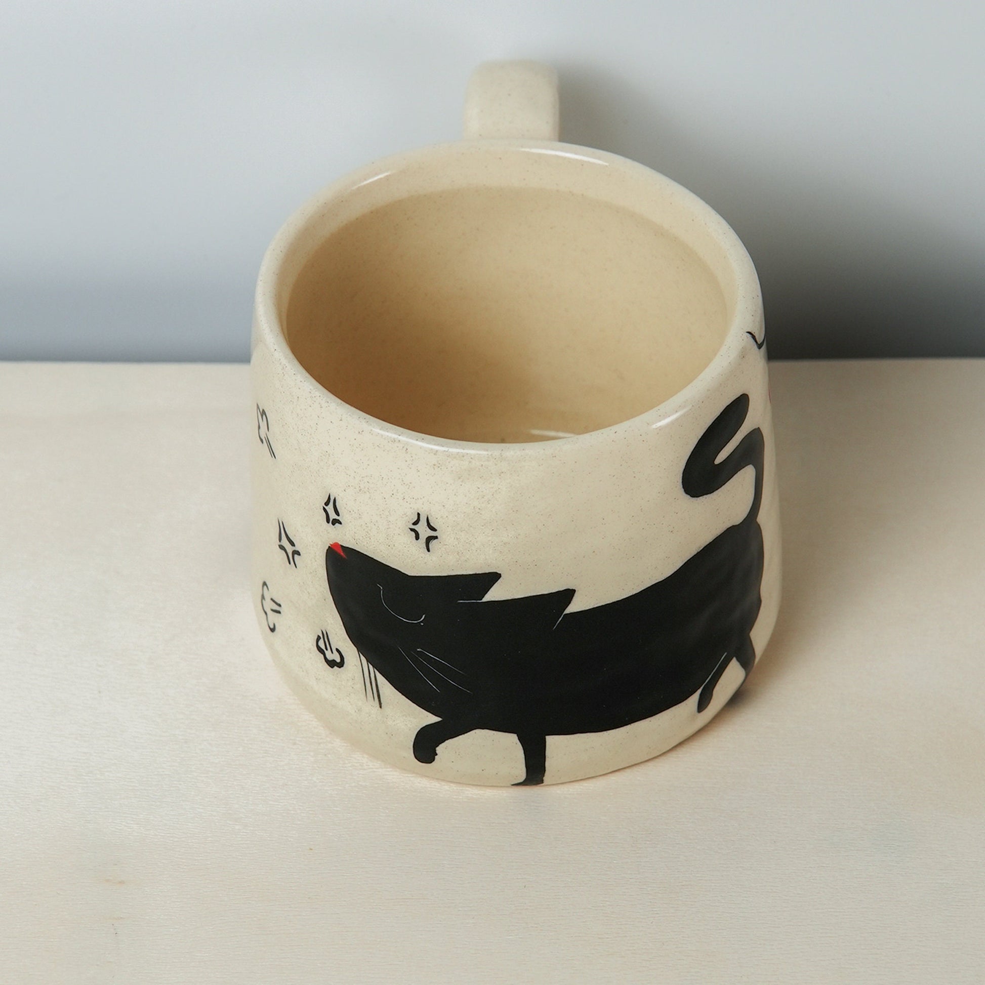 Preorder | Handmade Cheeky Cat Mug Minimalist Art For Pet Lover For Birthdays Ceramic Coffee Mugs With Cat For Coffee Enthusiasts Gift
