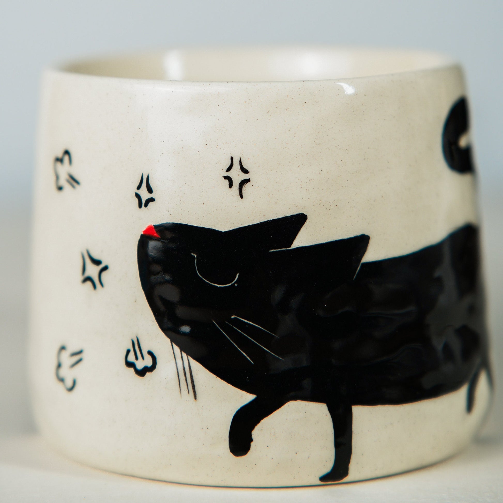 Preorder | Handmade Cheeky Cat Mug Minimalist Art For Pet Lover For Birthdays Ceramic Coffee Mugs With Cat For Coffee Enthusiasts Gift