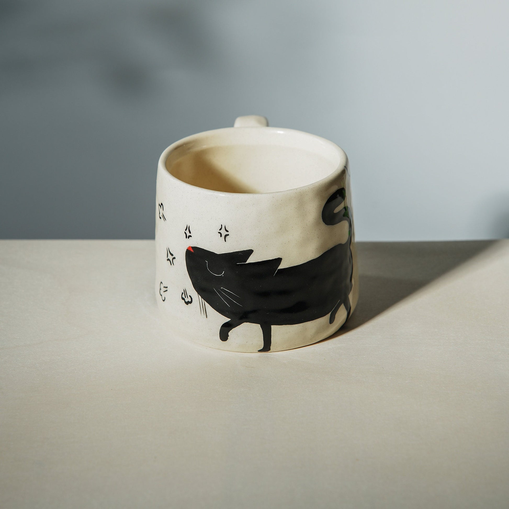 Preorder | Handmade Cheeky Cat Mug Minimalist Art For Pet Lover For Birthdays Ceramic Coffee Mugs With Cat For Coffee Enthusiasts Gift