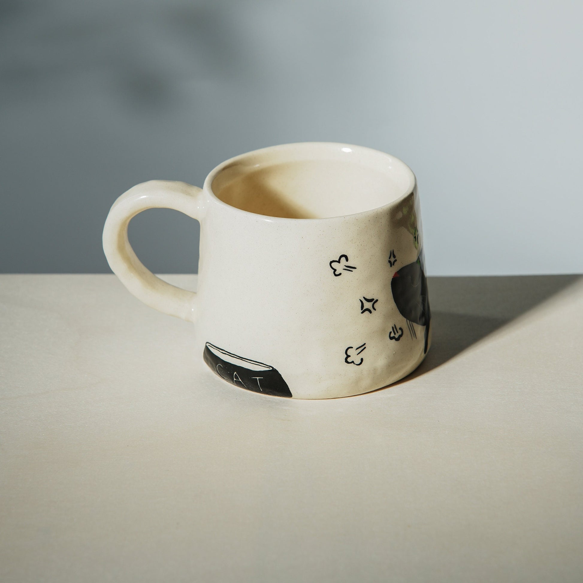 Preorder | Handmade Cheeky Cat Mug Minimalist Art For Pet Lover For Birthdays Ceramic Coffee Mugs With Cat For Coffee Enthusiasts Gift