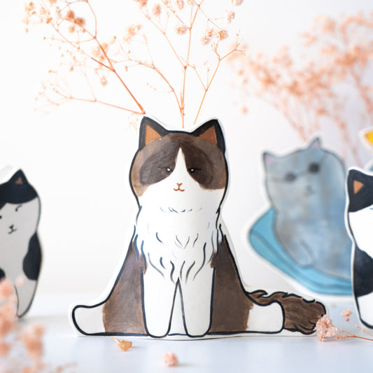 Handmade Cat Ceramic Plant Holder Kawaii Kitty Design, Cat Shaped Vase Gift for Cat Lovers Birthday Gifts Housewarming Present
