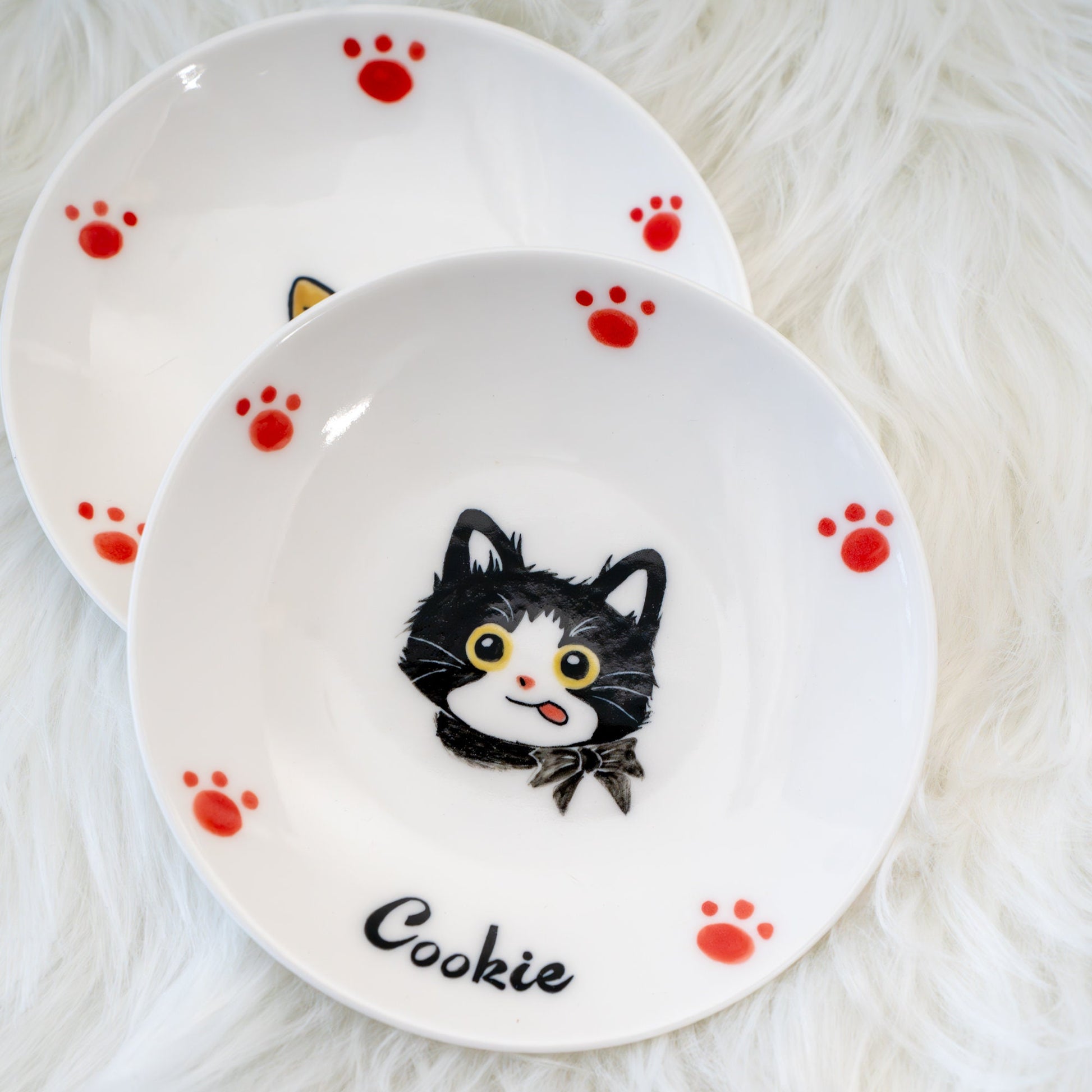 Custom Kawaii Pet Dish Feeding Bowl Cartoon Personlized Ceramic Bowl Memorial Gift Handpainted Free shipping Made in German Pet food Dish