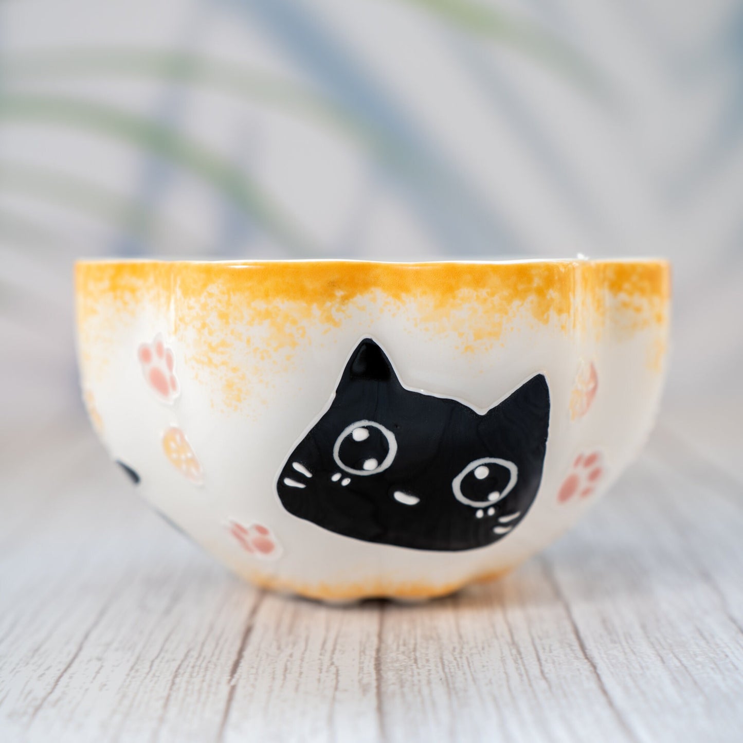 Ceramic Cat Ramen Bowl, Salad, and Pasta Bowl Unique Kawaii Cat Ceramic Serving Bowls,Cut Nooddle Bowl, Pottery Fruit Bowl Y2K