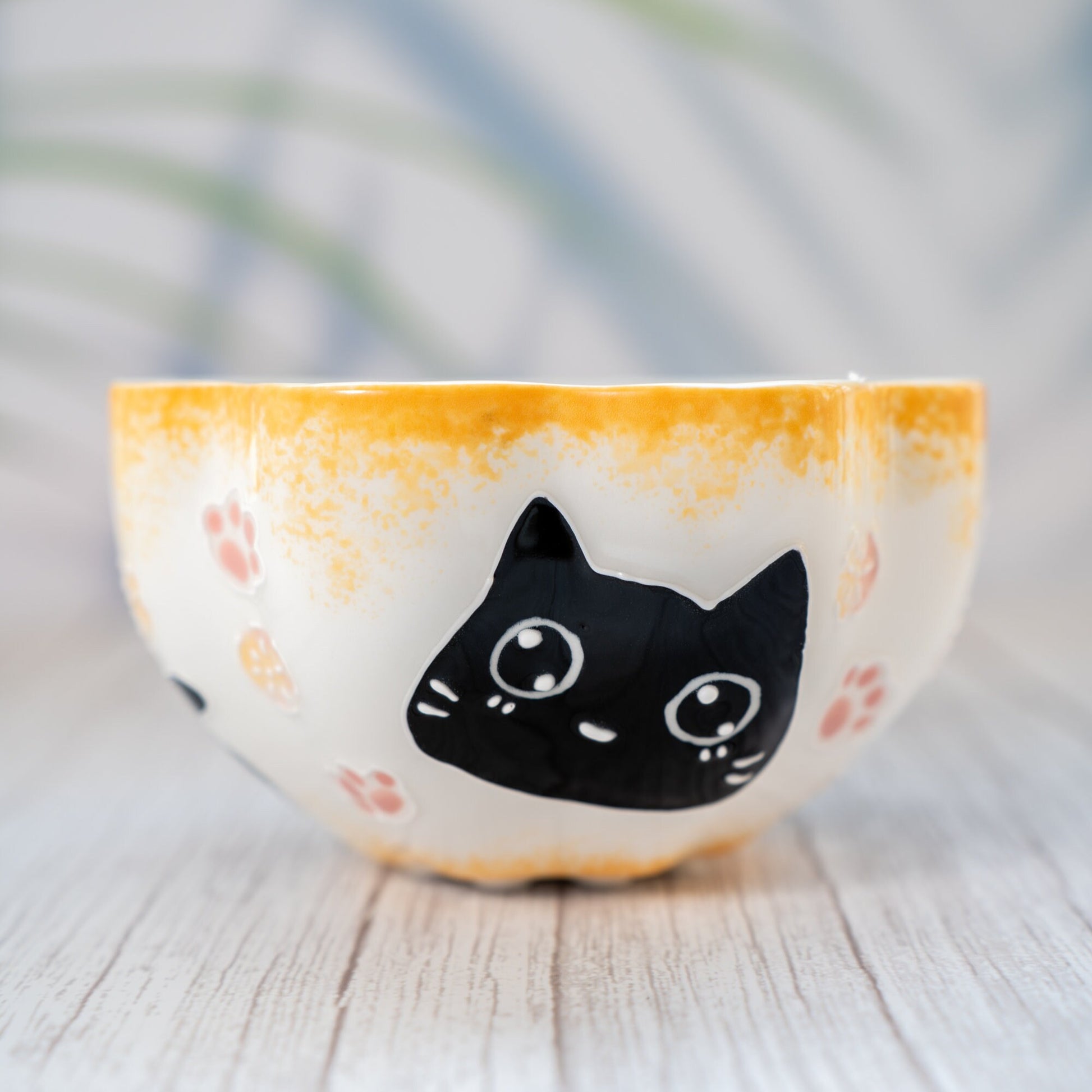 Ceramic Cat Ramen Bowl, Salad, and Pasta Bowl Unique Kawaii Cat Ceramic Serving Bowls,Cut Nooddle Bowl, Pottery Fruit Bowl Y2K