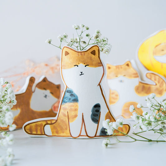 Handmade Ceramic Cat Planter, Indoor Decorative Art Piece, Father's Day Gifts Housewarming Present Christmas Day Gifts