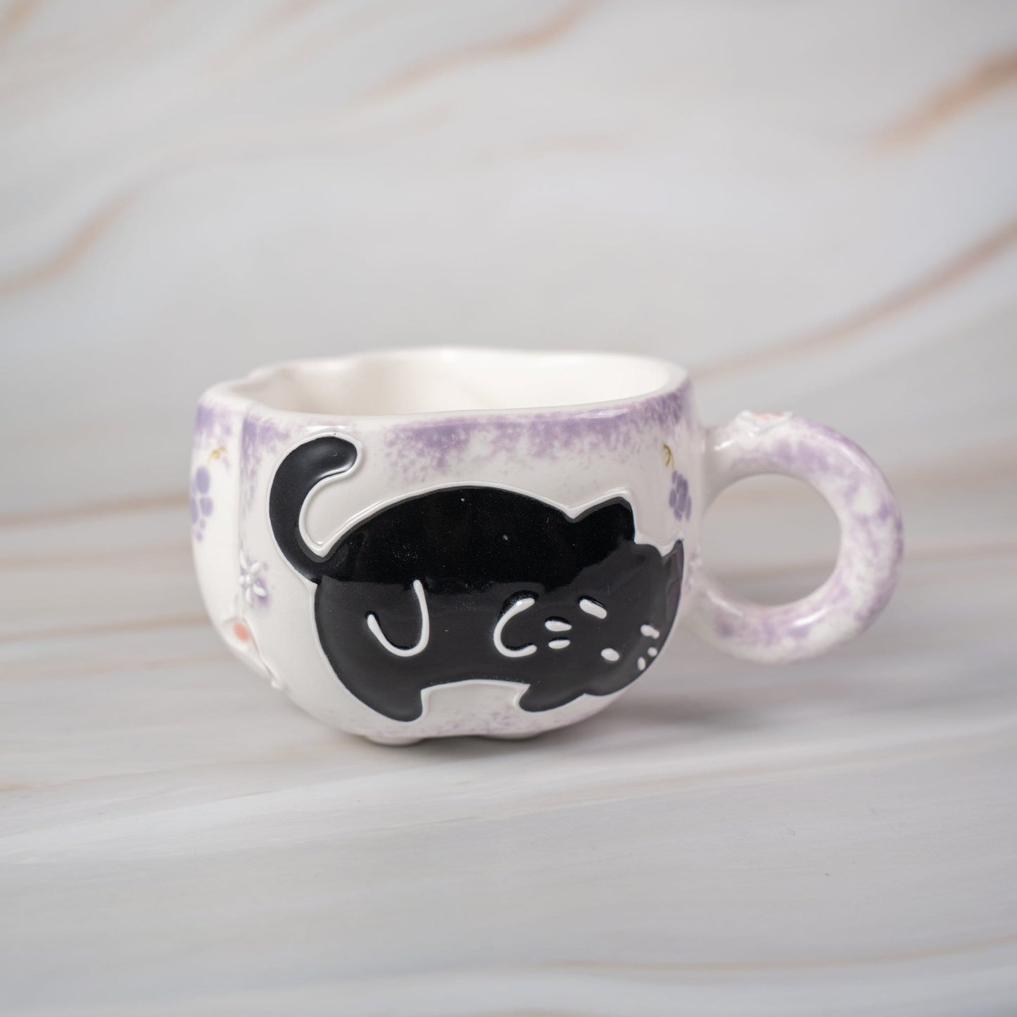 Whimsical Cat Paw Ceramic Mug | Adorable Hand-Painted Black Cat Design | Unique Collection of 5 Styles | Perfect Gift for Cat Lovers