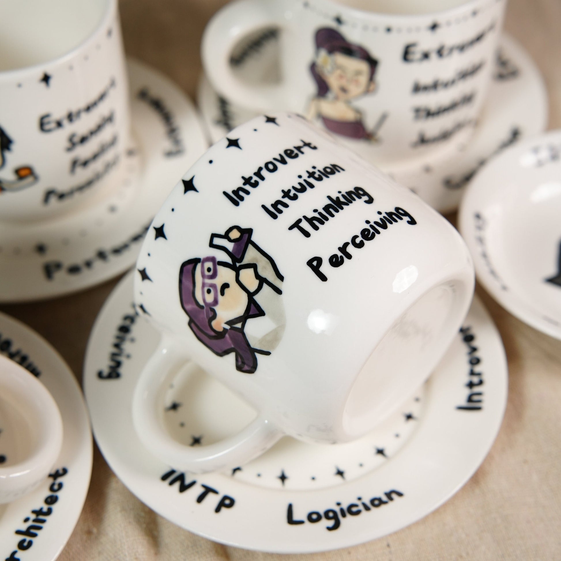 Custom MBTI Mug Zodiac Mug Handpainted MBTI Coffee Mug&Dish Intj Entj Intp Esfj Cup Introvert Myers Briggs Personality Mug MBTI Gift for mom