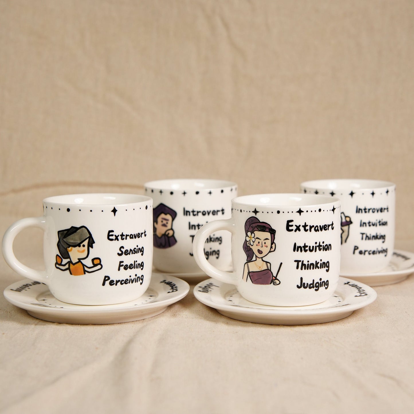 Custom MBTI Mug Zodiac Mug Handpainted MBTI Coffee Mug&Dish Intj Entj Intp Esfj Cup Introvert Myers Briggs Personality Mug MBTI Gift for mom