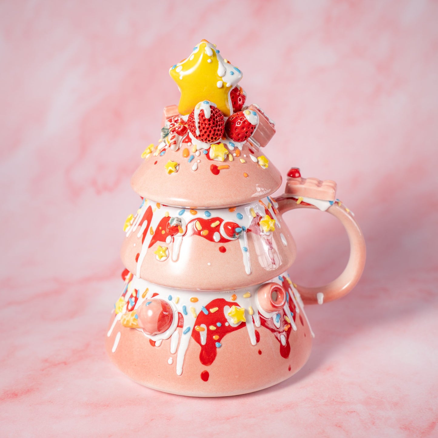 Strawberry handmade ceramic mug Strawberry soirée pottery cup handmade mug aesthetic mug modern coffee mug Cute Pink drinkware motehr's day