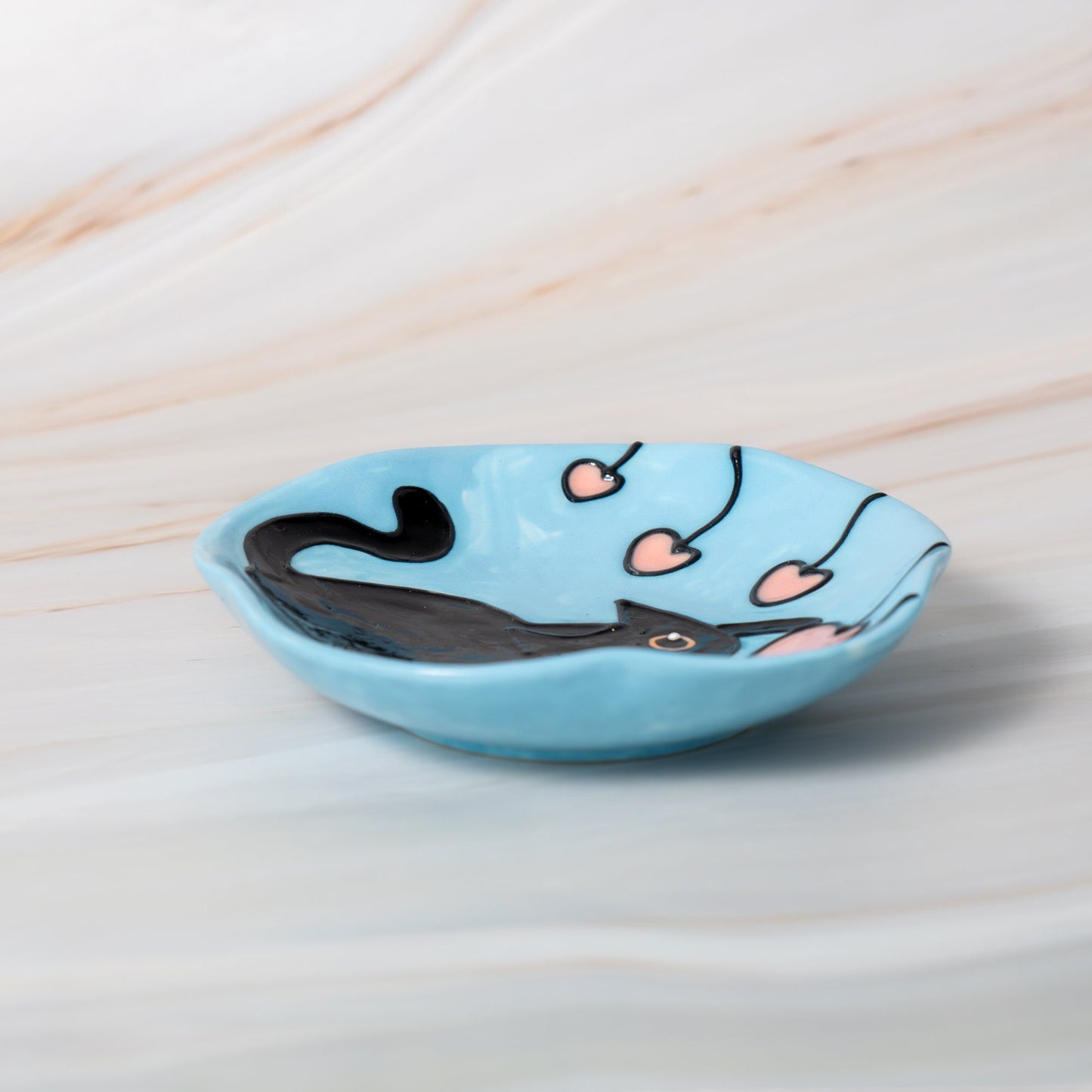 Ceramic Cat ring Dish,Yellow Porcelain Jewelry Dish, Green & Blue ring Bowl, Trinket Dish Rainbow Wedding Dish Home Decor Wedding Dish
