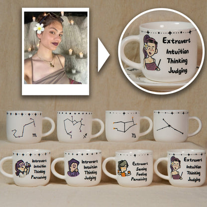 Custom MBTI Mug Zodiac Mug Handpainted MBTI Coffee Mug&Dish Intj Entj Intp Esfj Cup Introvert Myers Briggs Personality Mug MBTI Gift for mom
