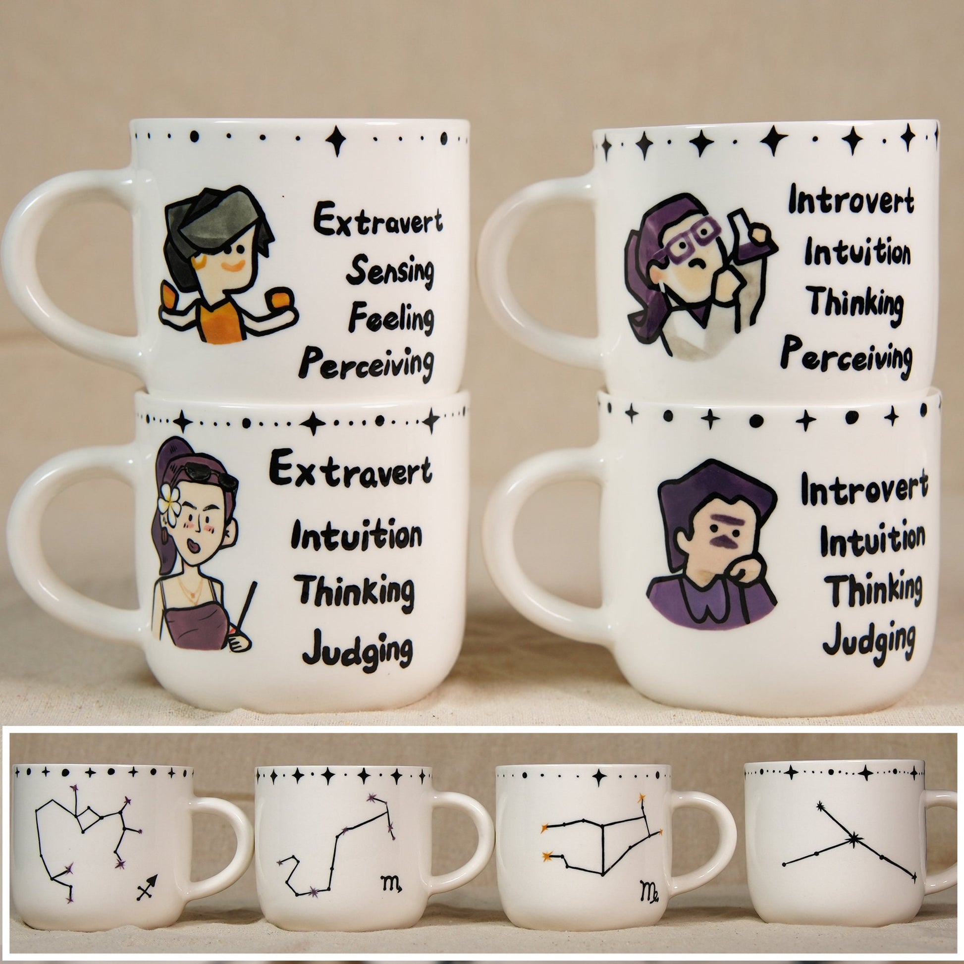 Custom MBTI Mug Zodiac Mug Handpainted MBTI Coffee Mug&Dish Intj Entj Intp Esfj Cup Introvert Myers Briggs Personality Mug MBTI Gift for mom