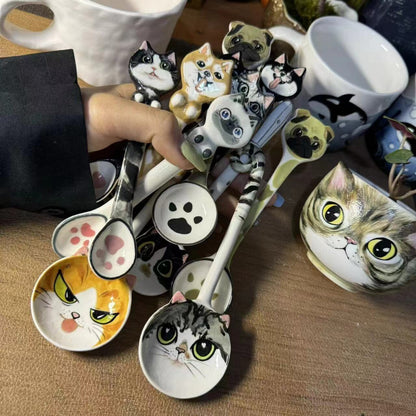 Custom Pet Spoons Handmade Personalized Ice Cream Scoop Cute Dog Spoons Porcelain Cat Spoon Gifts for Pet Owner Dog Spoon Housewarming Gift