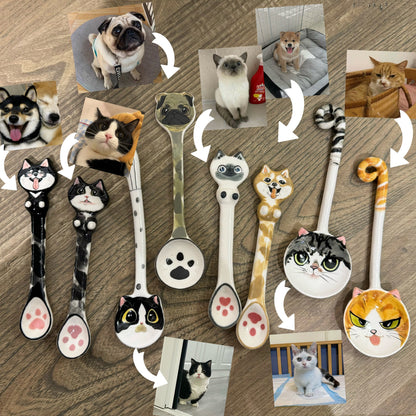 Custom Pet Spoons Handmade Personalized Ice Cream Scoop Cute Dog Spoons Porcelain Cat Spoon Gifts for Pet Owner Dog Spoon Housewarming Gift