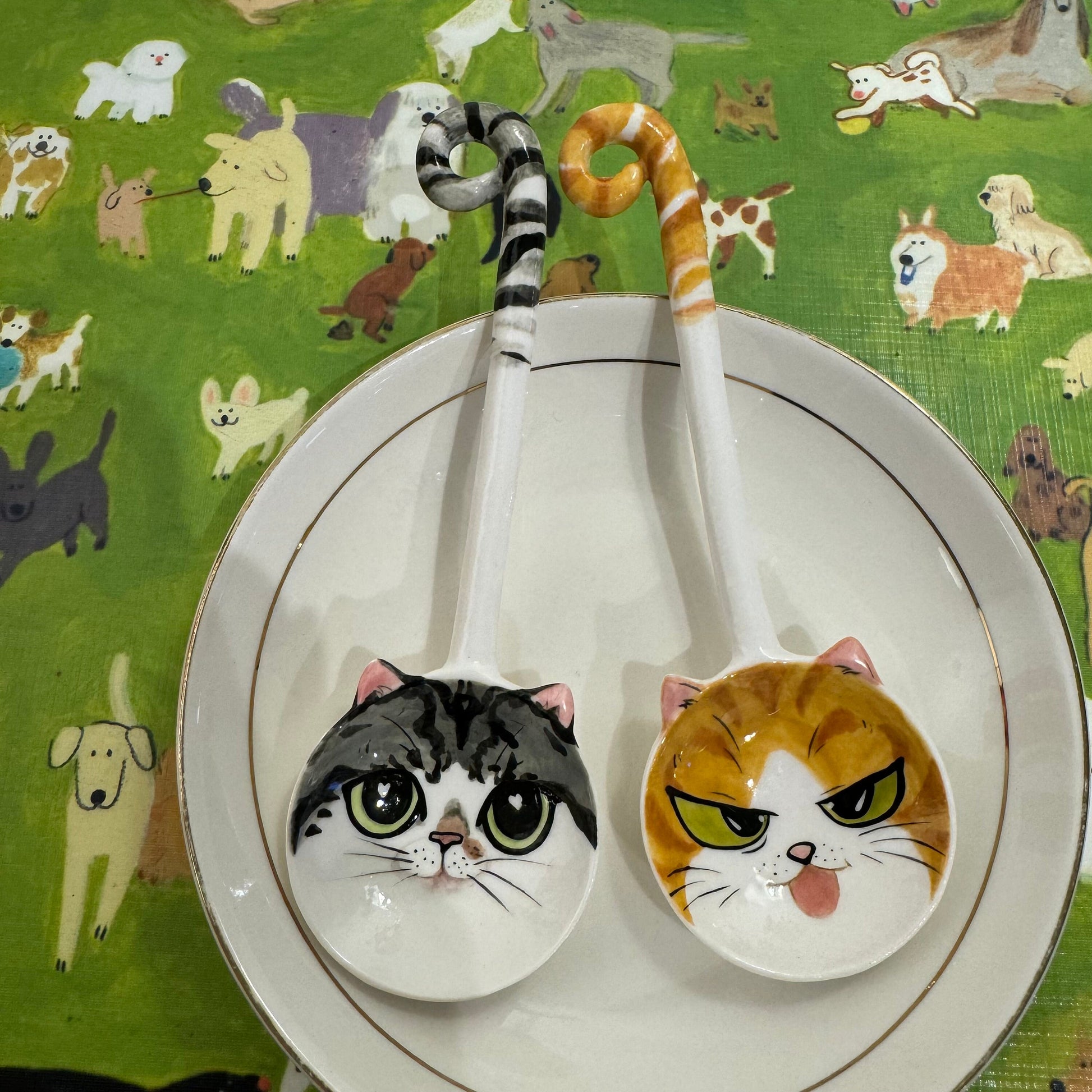 Custom Pet Spoons Handmade Personalized Ice Cream Scoop Cute Dog Spoons Porcelain Cat Spoon Gifts for Pet Owner Dog Spoon Housewarming Gift