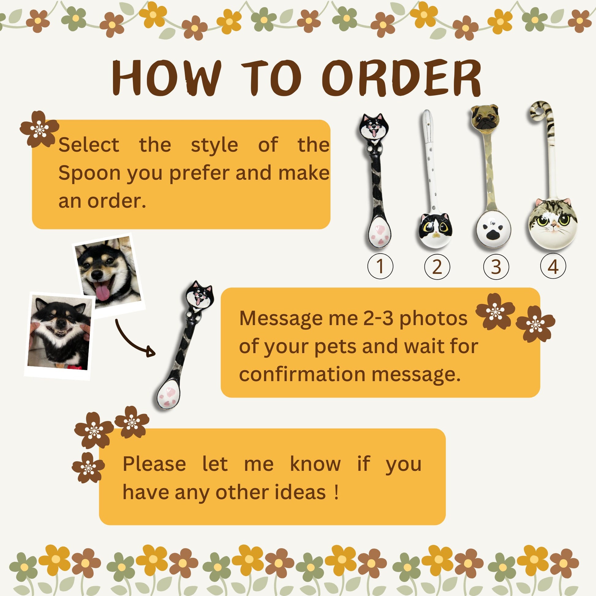 Custom Pet Spoons Handmade Personalized Ice Cream Scoop Cute Dog Spoons Porcelain Cat Spoon Gifts for Pet Owner Dog Spoon Housewarming Gift