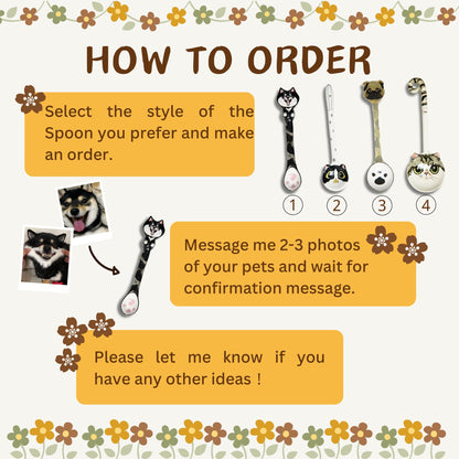 Custom Pet Spoons Handmade Personalized Ice Cream Scoop Cute Dog Spoons Porcelain Cat Spoon Gifts for Pet Owner Dog Spoon Housewarming Gift