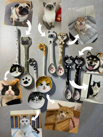 Custom Pet Spoons Handmade Personalized Ice Cream Scoop Cute Dog Spoons Porcelain Cat Spoon Gifts for Pet Owner Dog Spoon Housewarming Gift