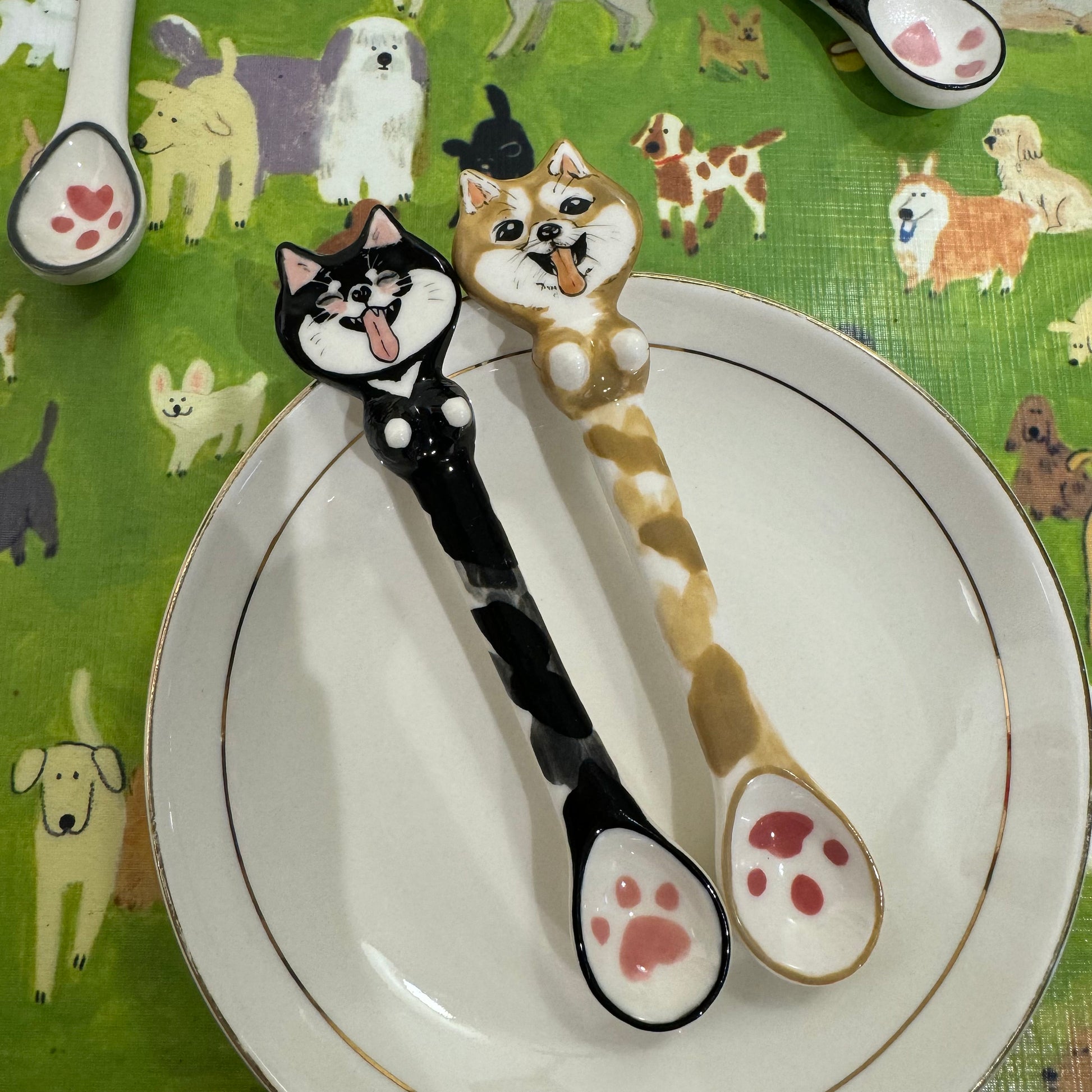 Custom Pet Spoons Handmade Personalized Ice Cream Scoop Cute Dog Spoons Porcelain Cat Spoon Gifts for Pet Owner Dog Spoon Housewarming Gift