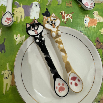 Custom Pet Spoons Handmade Personalized Ice Cream Scoop Cute Dog Spoons Porcelain Cat Spoon Gifts for Pet Owner Dog Spoon Housewarming Gift