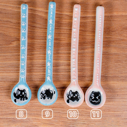 Cartoon Cat Spoons-restaurant, handmade stirring spoon, honey, sugar, coffee, tea-hanging spoons cute cat spoon ceramic spoon made in German